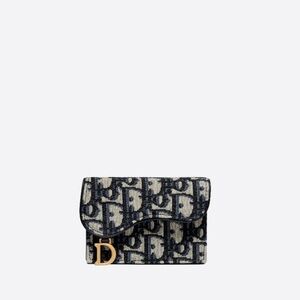DIOR‎ Oblique Saddle Flap Card Holder Blue